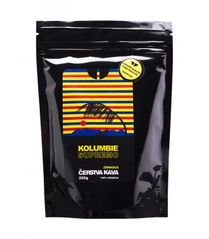 Čerstvá káva Kolumbie Supremo, mletá